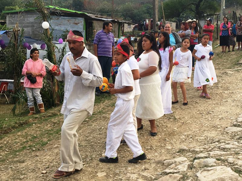 Pame people dancing in celebration of their new bishop.